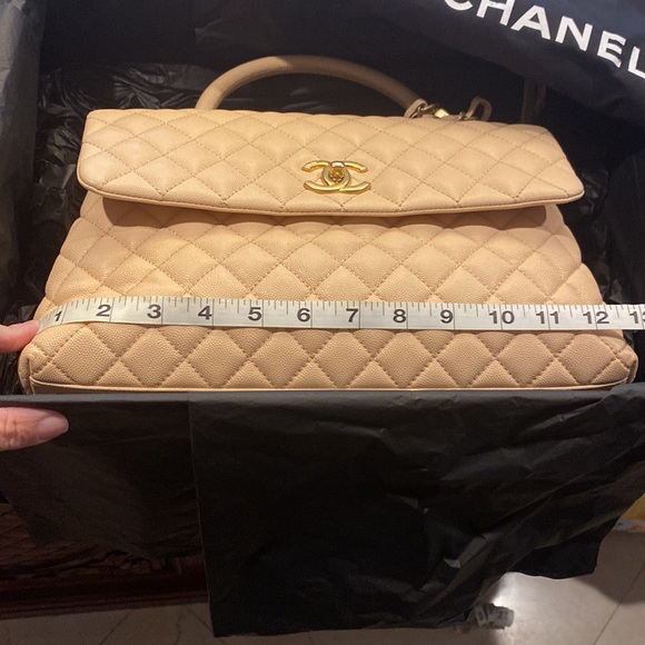 Chanel Medium Coco Quilted Caviar Leather Top Handle Shoulder Bag - Picture 10 of 13